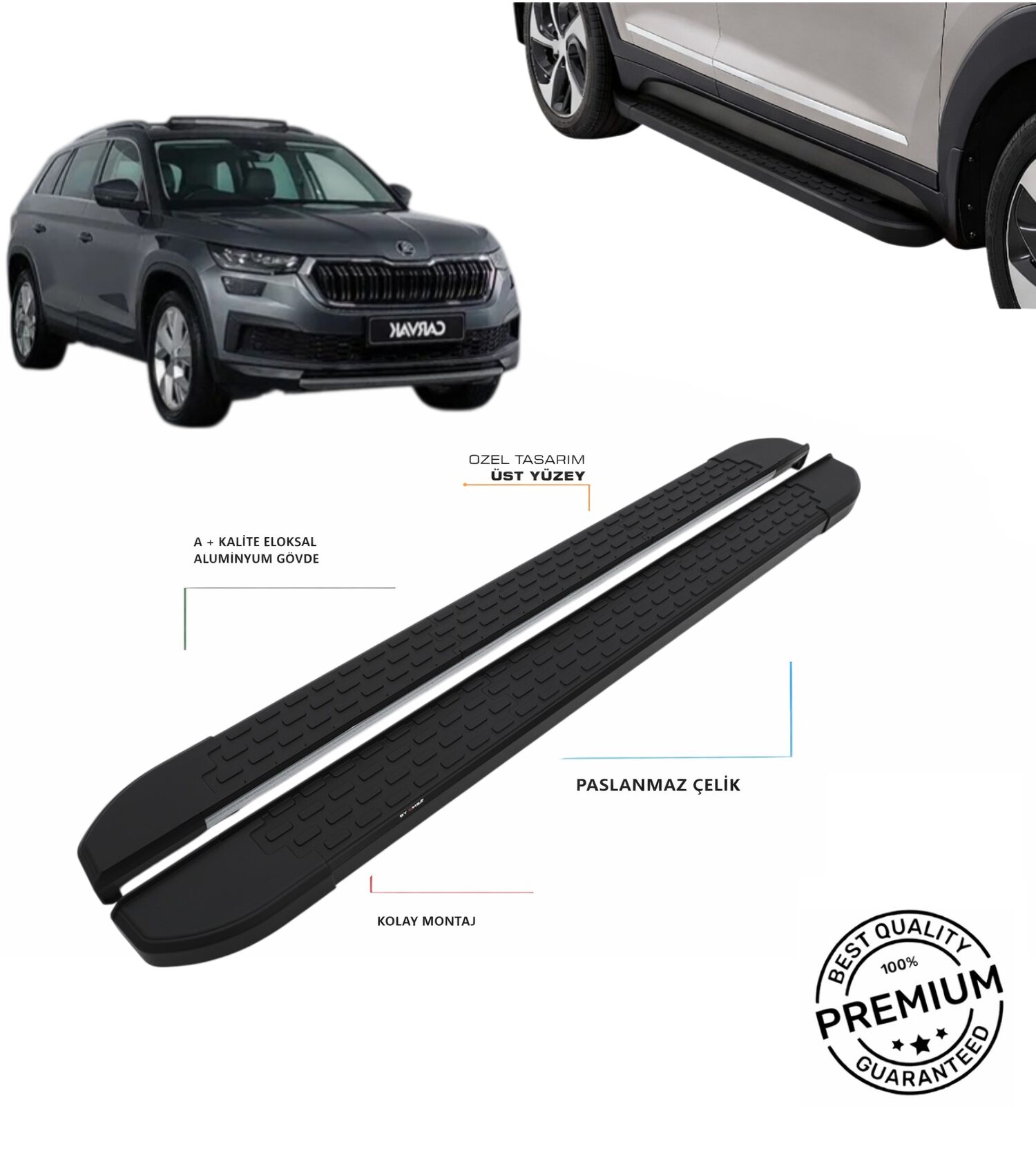 KODIAQ 2017 2018 2019 2020 2021 2022 2023 2024 ARACA ÖZEL NEVADA SİYAH YAN BASAMAK