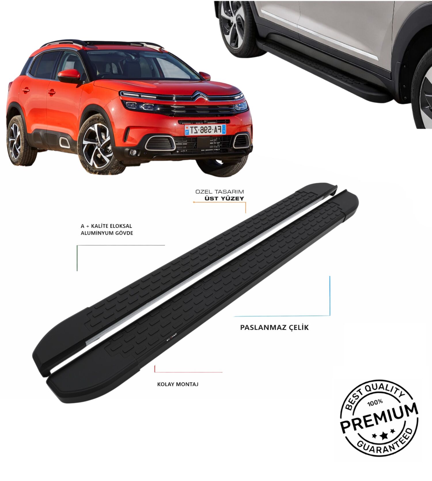 C5 AİRCROSS 2017 2018 2019 2020 2021 2022 2023 ARACA ÖZEL NEVADA SİYAH YAN BASAMAK