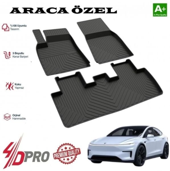 TESLA MODEL Y HAVUZLU KAUÇUK PASPAS SİYAH 2025 2026 2027