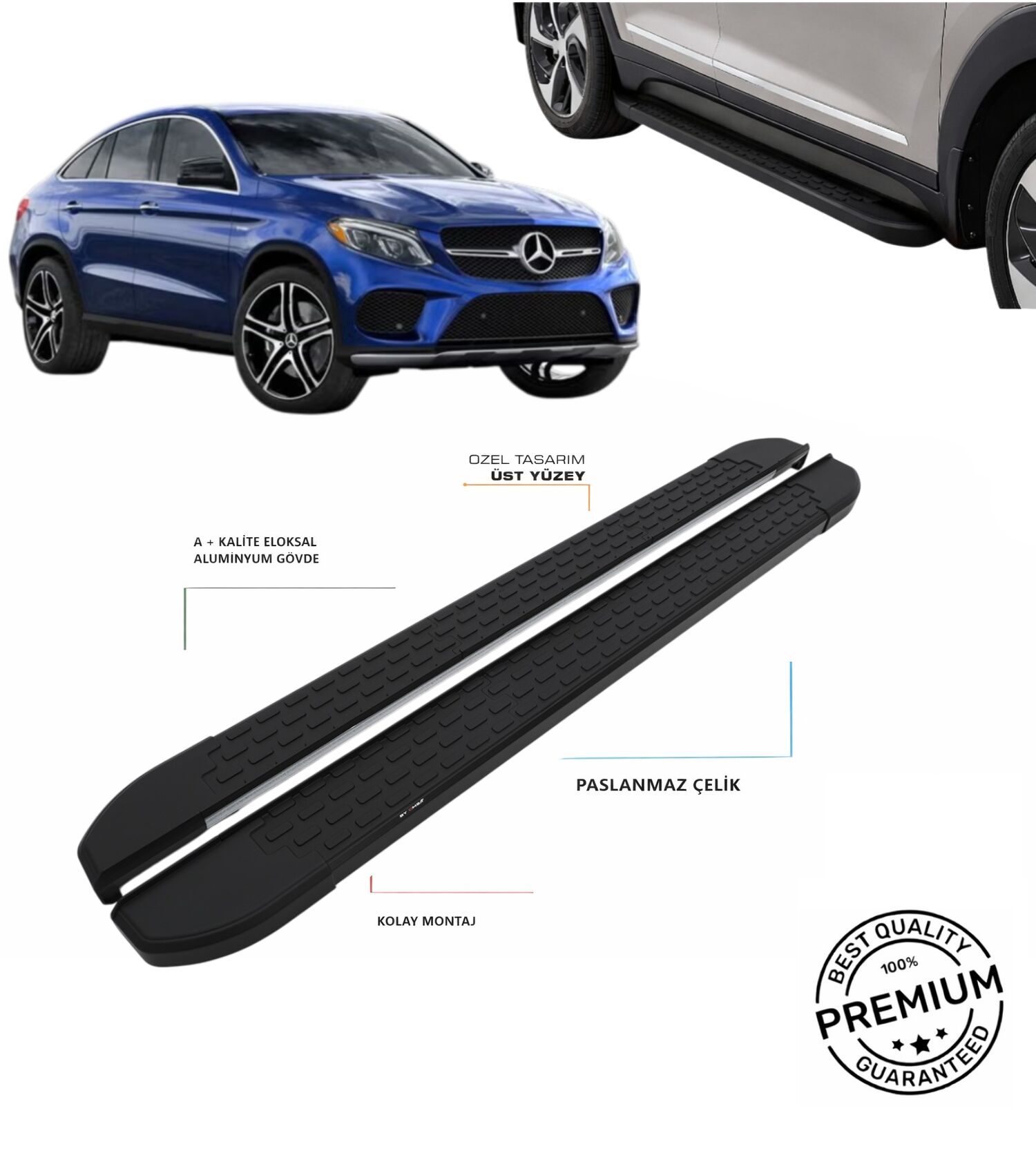 GLE 2015 2016 2017 2018 2019 ARACA ÖZEL NEVADA SİYAH YAN BASAMAK