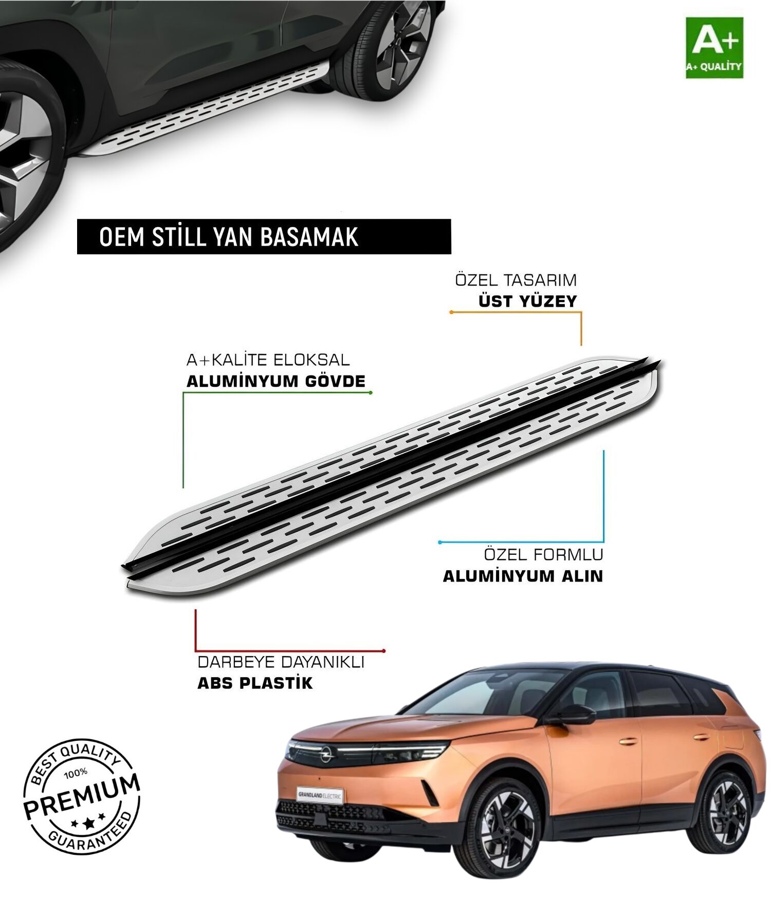 OPEL GRANDLAND B (BENZİNLİ & HYBRİD) 2025 2026 2027 ÇİZGİLİ MODEL ARACA ÖZEL BASAMAK