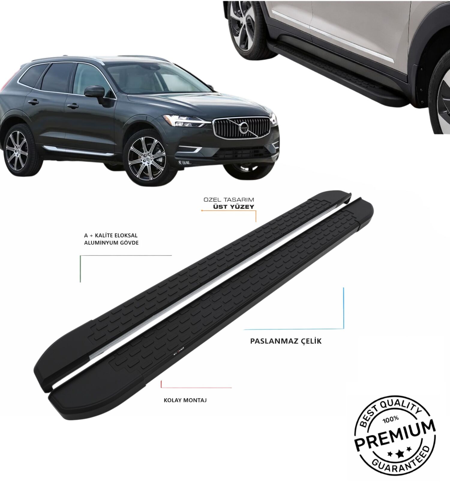 XC60 2017 2018 2019 2020 2021 2022 2023 2024 ARACA ÖZEL NEVADA SİYAH YAN BASAMAK