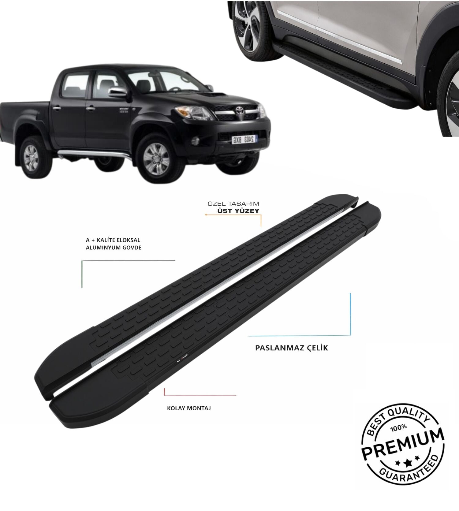 HILUX 2006 2015 ARACA ÖZEL NEVADA SİYAH YAN BASAMAK