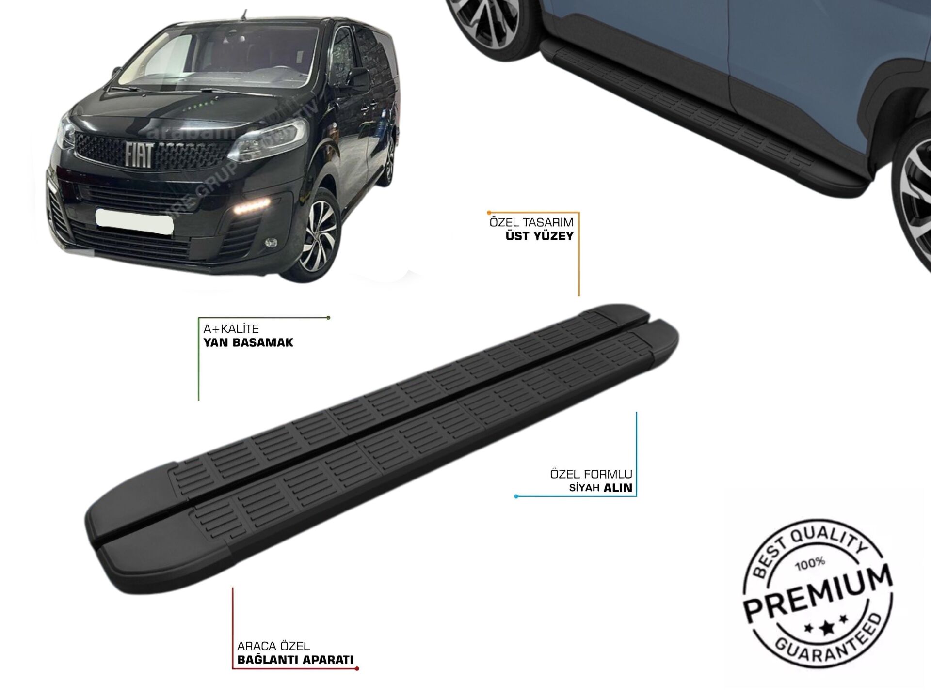 FIAT ULYSSE UZUN ŞASE 2022 2023 2024 2025 2026 SLN SİYAH YAN BASAMAK