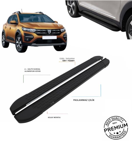 SANDERO 3 STEPWAY 2020 2021 2022 2023 2024 2025 ARACA ÖZEL NEVADA SİYAH YAN BASAMAK