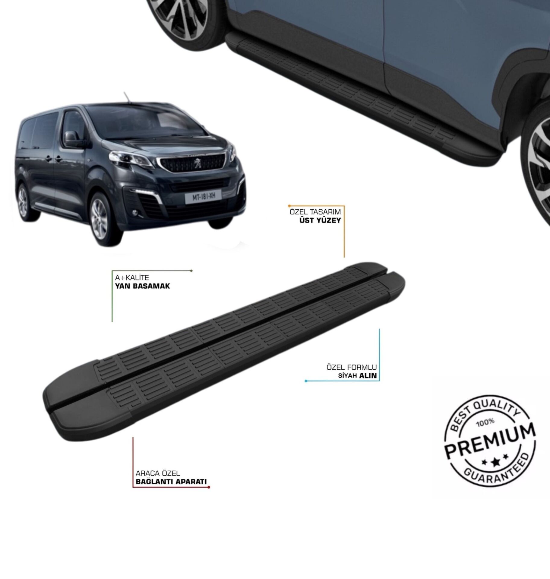 PEUGEOT EXPERT TRAVELLER ! KISA ! ŞASE 2017 2018 2019 2020 2021 2022 2023 2024 2025 2026 SLN SİYAH YAN BASAMAK