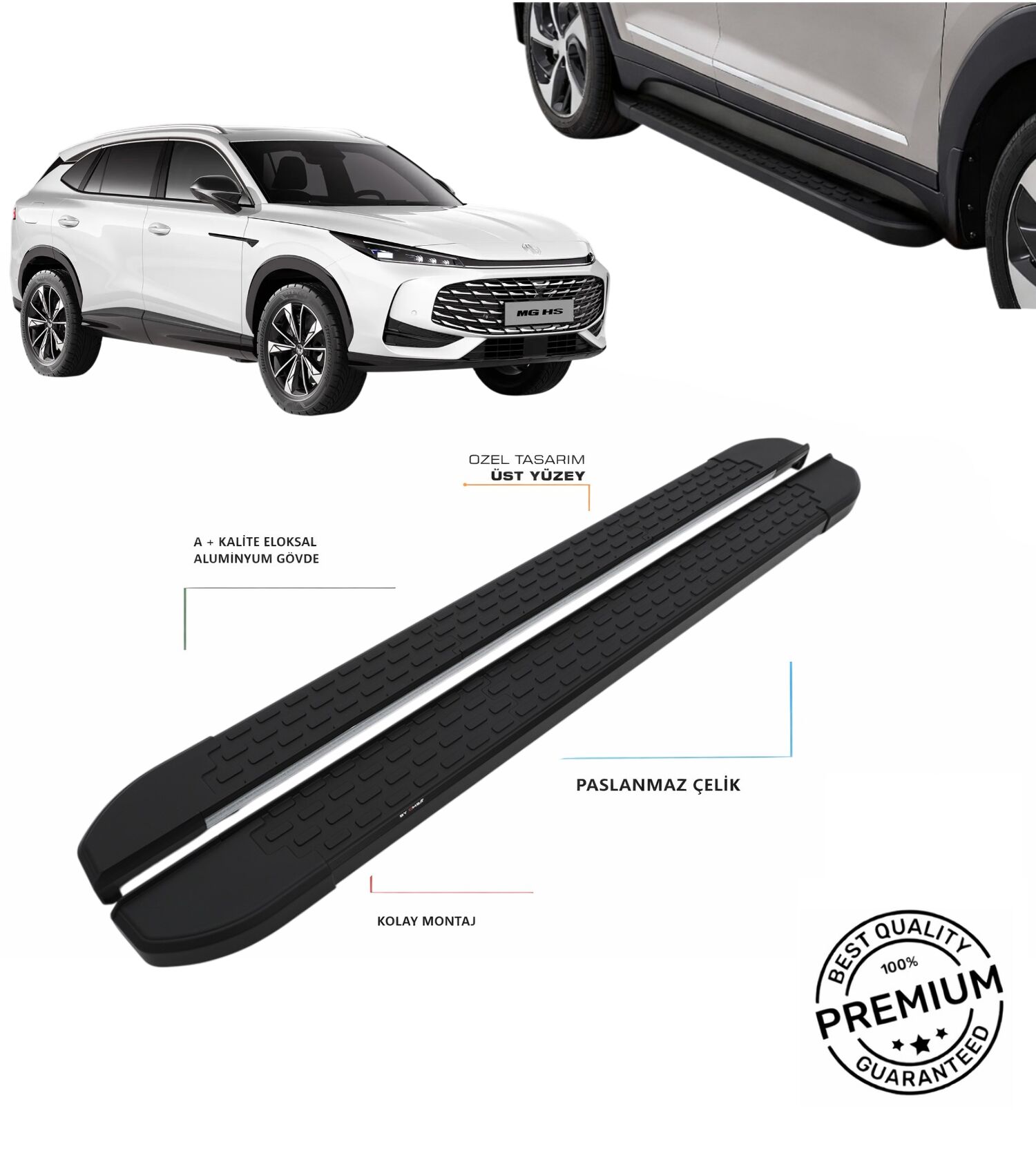 MG HS (ELEKTRİKLİ MODEL) 2022 2023 2024 ARACA ÖZEL NEVADA SİYAH YAN BASAMAK
