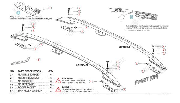 COMBO C * YAPIŞTIRMALI * TAVAN ÇİTASI PORTBAGAJ 2001 2002 2003 2004 2005 2006 2007 2008 2009 2010 2011