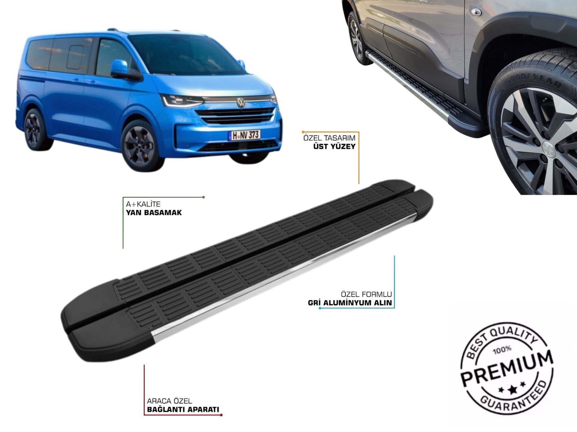 TRANSPORTER T7 KOMBİ KISA ŞASE YAN BASAMAK 2025 2026 2027 KROM