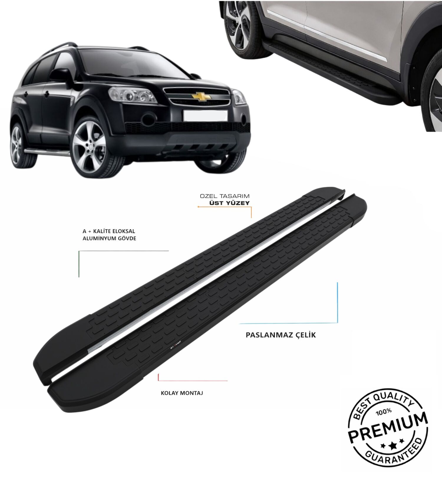 CHEVROLET CAPTIVA 2006 YILI VE SONRASI ARACA ÖZEL NEVADA SİYAH YAN BASAMAK