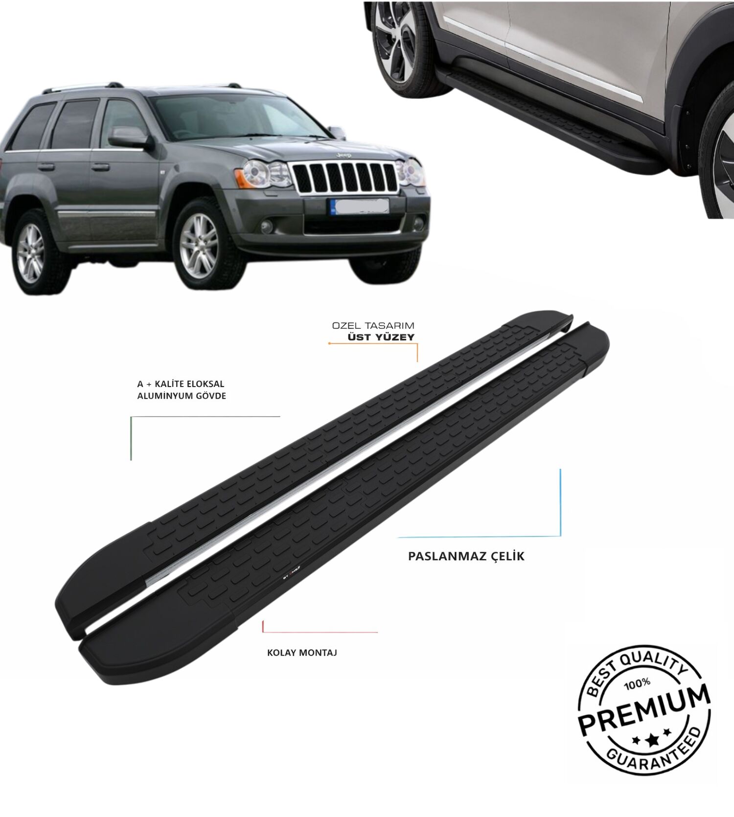 GRAND CHEROKEE 2005 2006 2007 2008 2009 2010 ARACA ÖZEL NEVADA SİYAH YAN BASAMAK