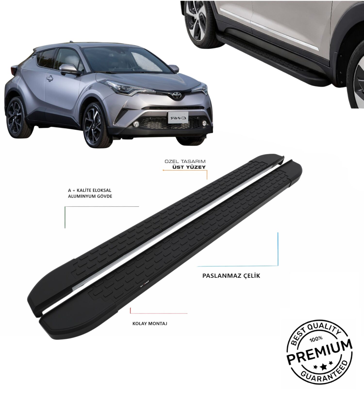 C-HR 2016 2017 2018 2019 2020 2021 2022 2023 2024 ARACA ÖZEL NEVADA SİYAH YAN BASAMAK