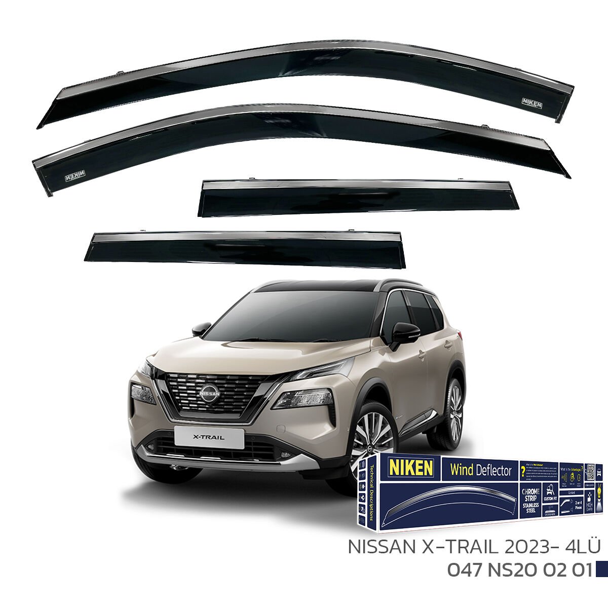 Niken Nissan X-Trail 2023 2024 2025 2026 Kromlu Cam Rüzgarlığı