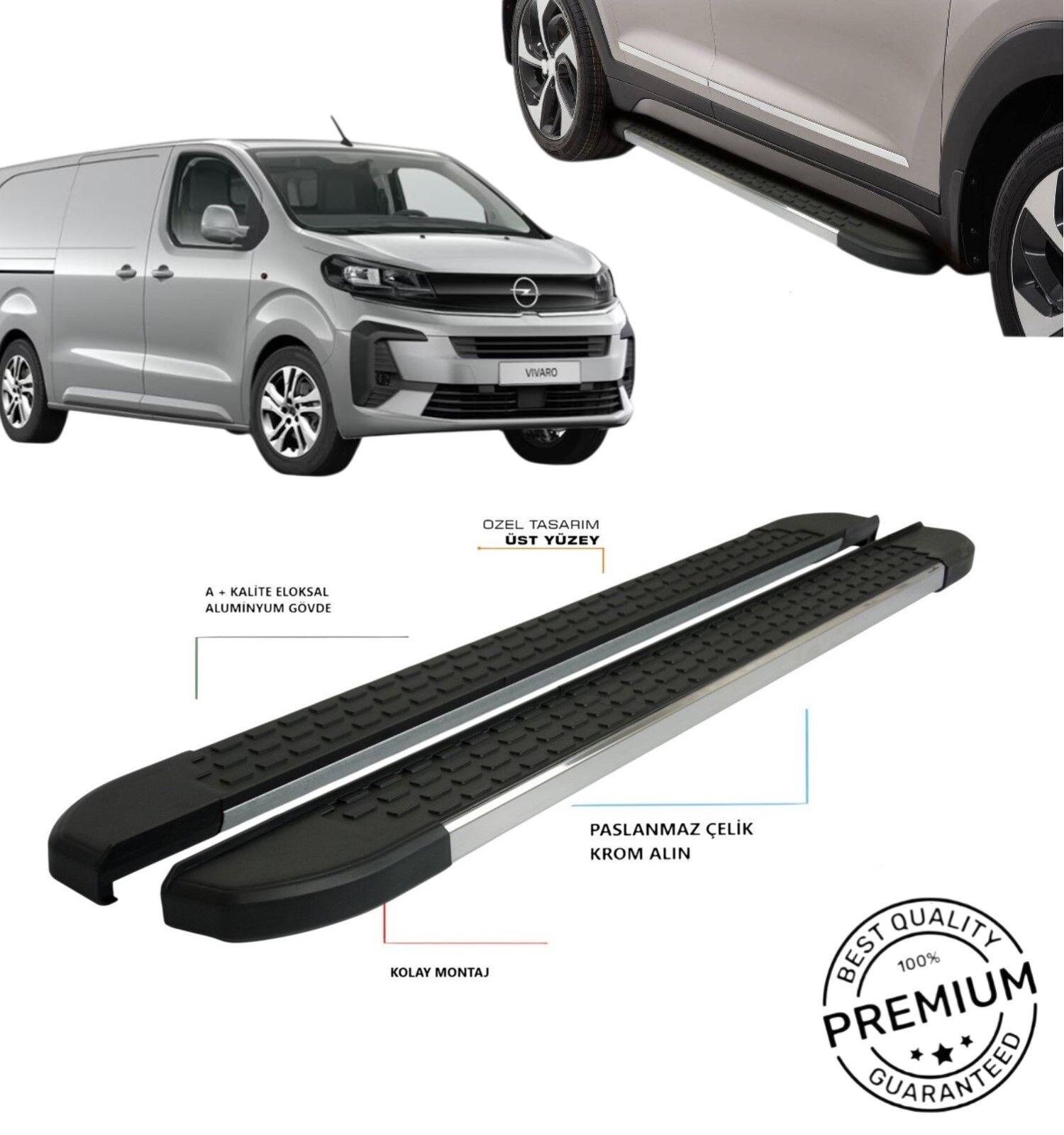 Opel Vivaro B Nevada Yan Basamak Krom Uzun Şase 2017 2018 2019 2020 2021 2022 2023 2024 2025 MSNVD