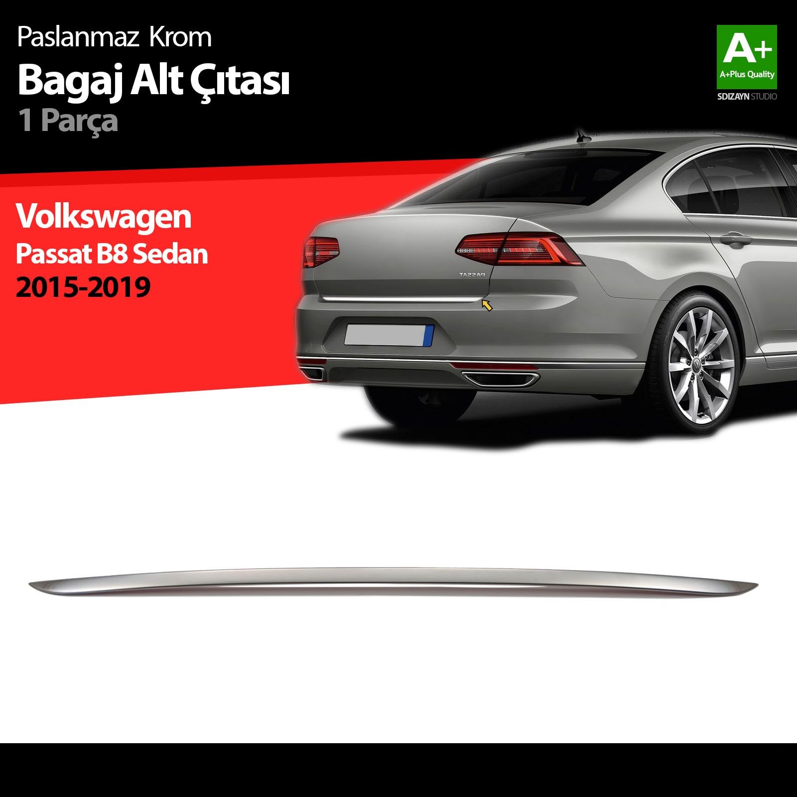 VW Passat B8 Krom Bagaj Alt Çıtası 2015 2016 2017 2018 2019