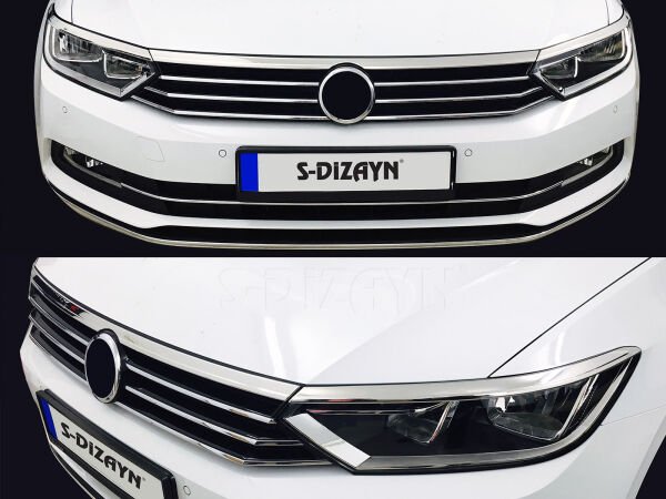 VW Passat B8.5 Krom Far Üzeri Çıta Seti 3 Parça 2019 2020 2021 2022 2023