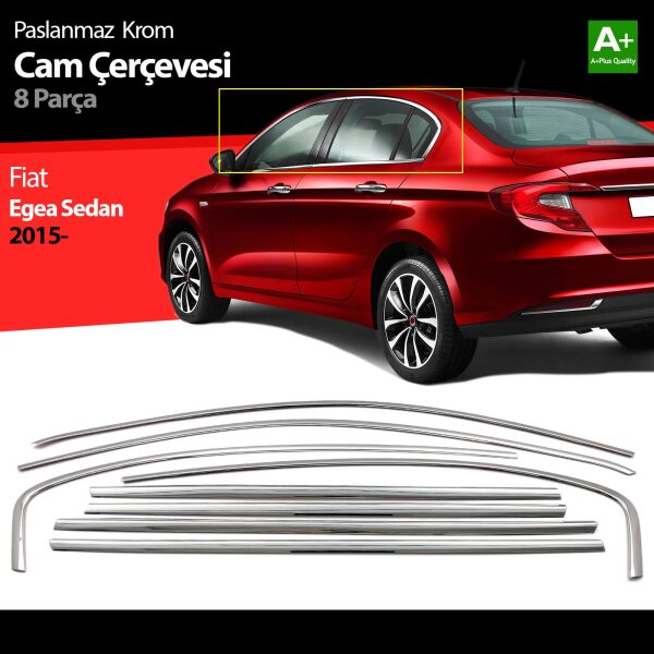 Fiat Egea SD / HB Krom Cam Çerçevesi 8 Prç. 2015 2016 2017 2018 2019