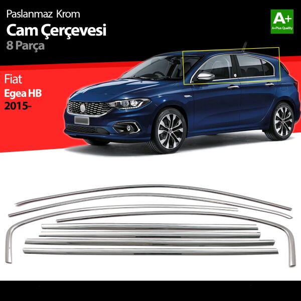 Fiat Egea SD / HB Krom Cam Çerçevesi 8 Prç. 2015 2016 2017 2018 2019