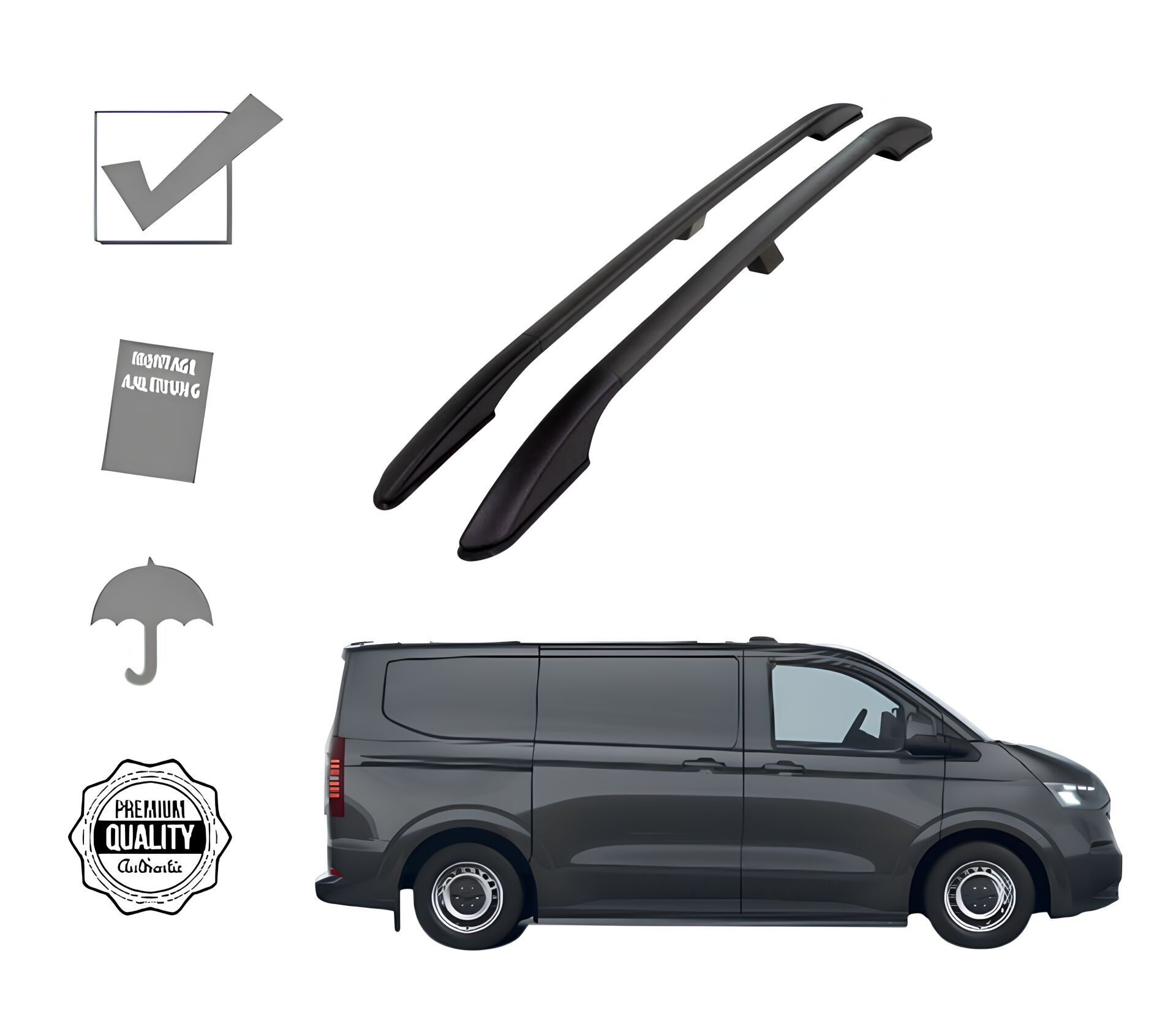 TRANSPORTER PANEL VAN KISA ŞASE 2025 2026 2027 PORTBAGAJ TAVAN ÇITASI SİYAH