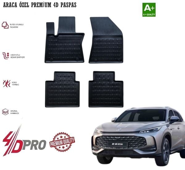 MG HS 2026 2027 2028 2029 4-D HAVUZLU KAUÇUK PASPAS SİYAH