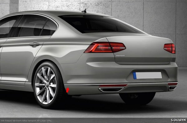 VW Passat B8 Arka Tampon Alt Çıtası & Egzoz Görünümü Difüzör Krom Takım 2015 2016 2017 2018 2019