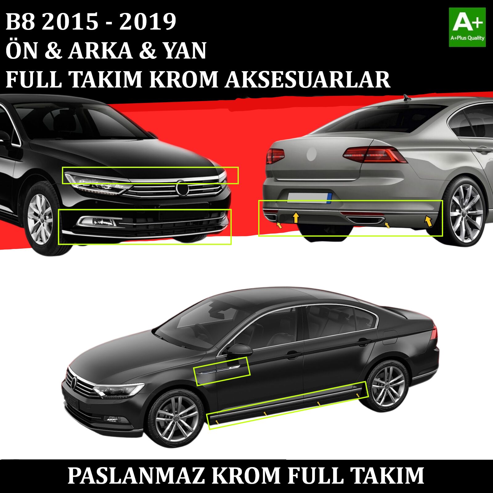 VW Passat B8 KROM TAKIMI FULL PAKET 2015 2016 2017 2018 2019