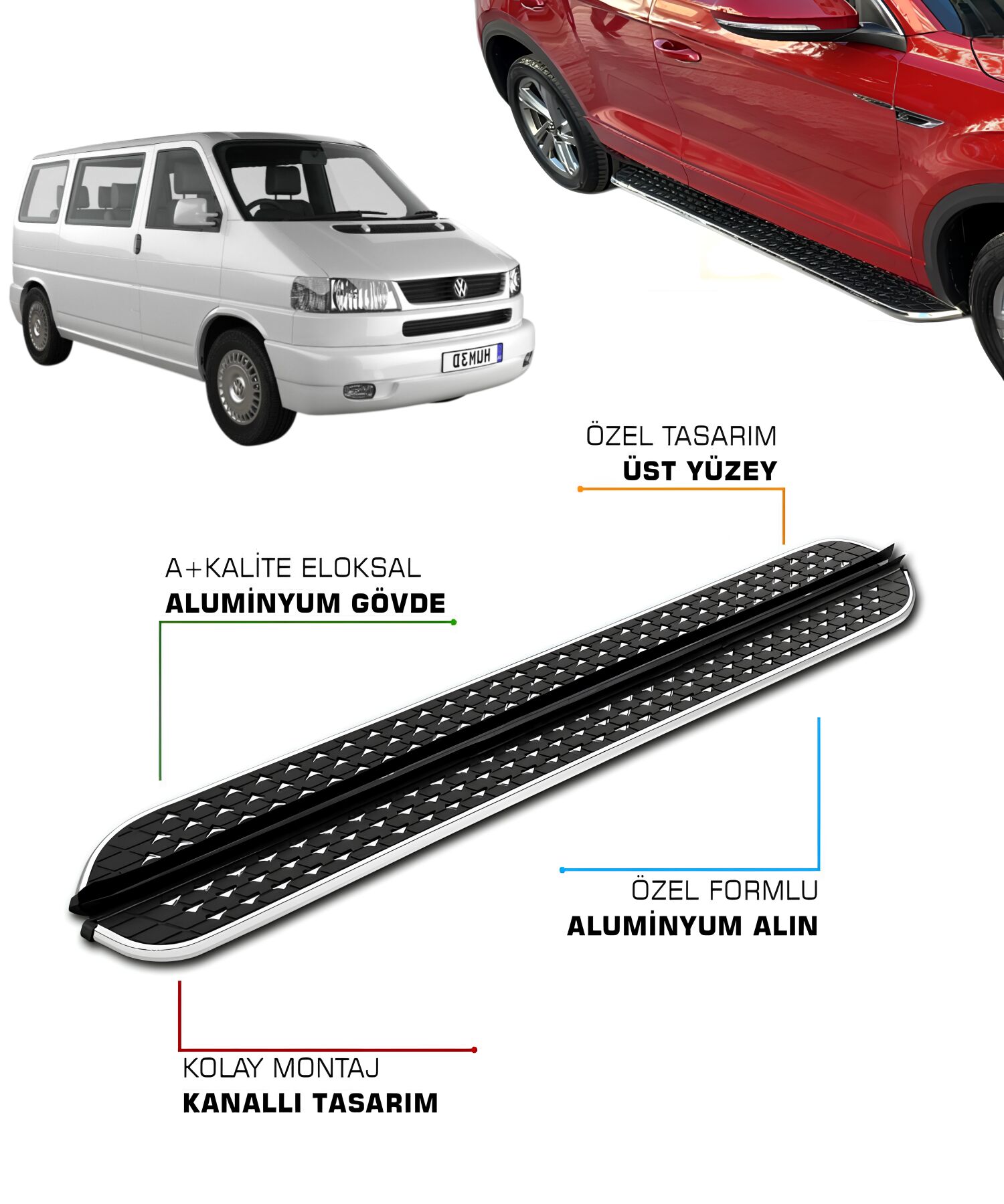 VOLKSWAGEN T4 TRANSPORTER UYUMLU1995 2003 YILLARI ARASI YAN BASAMAK