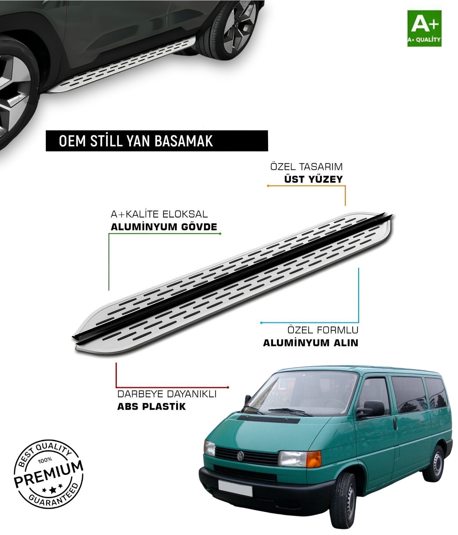 T4 TRANSPORTER UZUN ŞASE  ARACA ÖZEL PRV1 YAN BASAMAK 1995 1996 1997 1998 1999 2000 2001 2002 2003