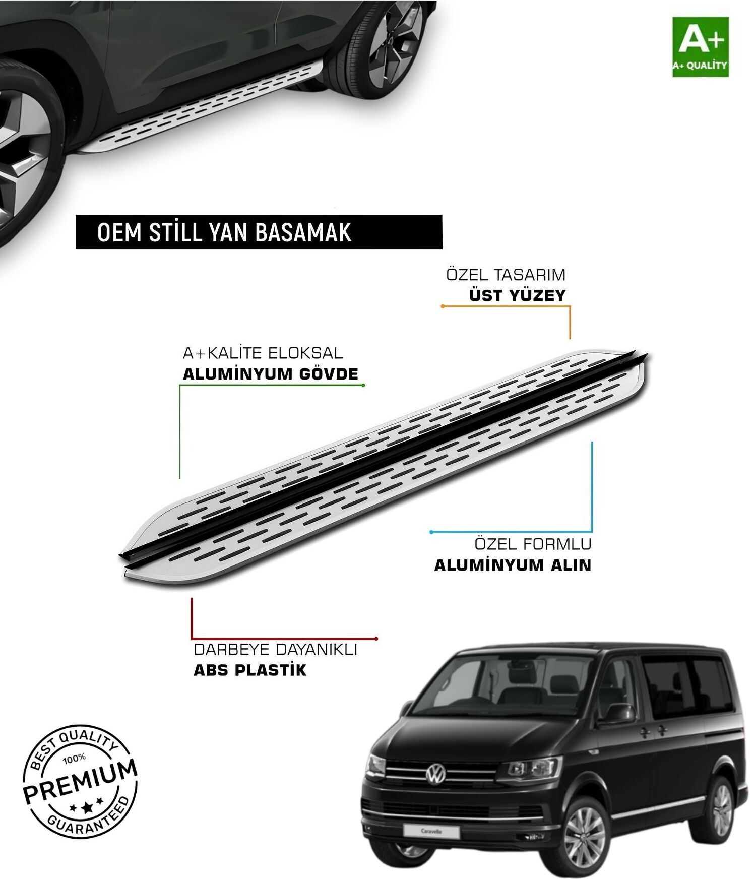 T5 CARAVELLE UZUN ŞASE ARACA ÖZEL PRV1 YAN BASAMAK 2009 2010 2011 2012 2013 2014 2015