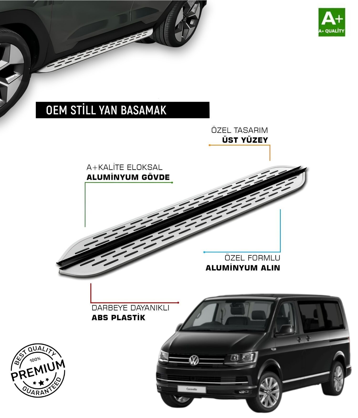 T6 CARAVELLE UZUN ŞASE ARACA ÖZEL PRV1 YAN BASAMAK 2016 2017 2018 2019 2020 2021 2022 2023 2024