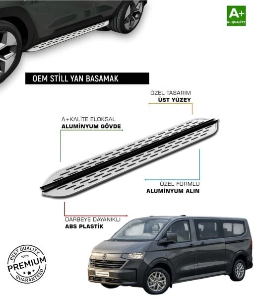 T6 TRANSPORTER CAMLI VAN UZUN ŞASE ARACA ÖZEL PRV1 YAN BASAMAK 2016 2017 2018 2019 2020 2021 2022 2023 2024