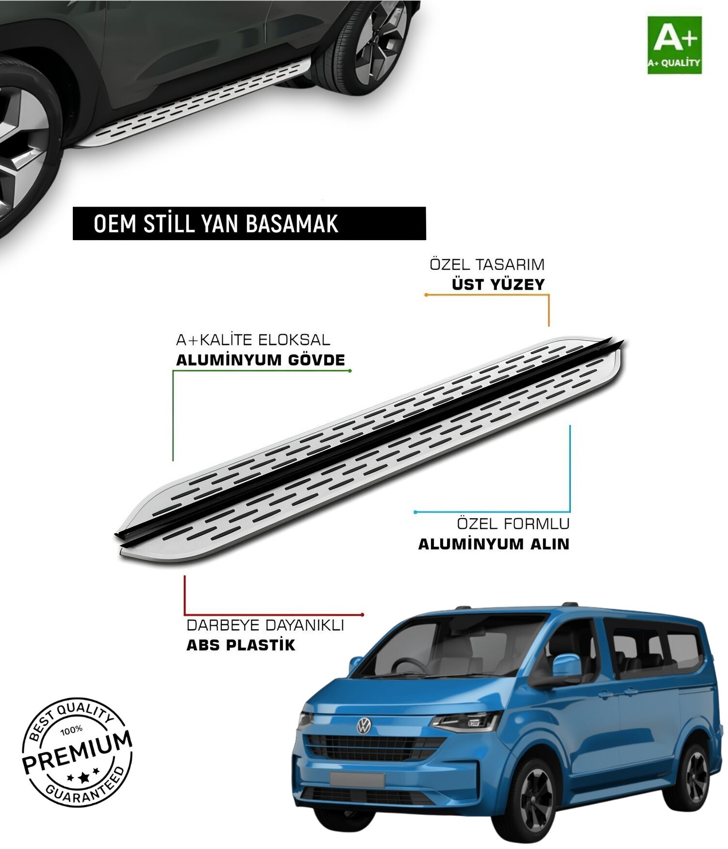 T6 TRANSPORTER CİTY VAN UZUN ŞASE ARACA ÖZEL PRV1 YAN BASAMAK 2016 2017 2018 2019 2020 2021 2022 2023 2024