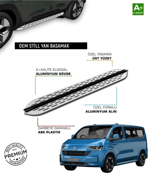 T6 TRANSPORTER CİTY VAN UZUN ŞASE ARACA ÖZEL PRV1 YAN BASAMAK 2016 2017 2018 2019 2020 2021 2022 2023 2024