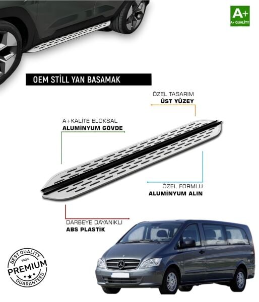 MERCEDES VITO W639 CAMLI VAN UZUN ŞASE ARACA ÖZEL YAN BASAMAK 2004 2005 2006 2007 2008 2009 2010 2011 2012 2013 2014