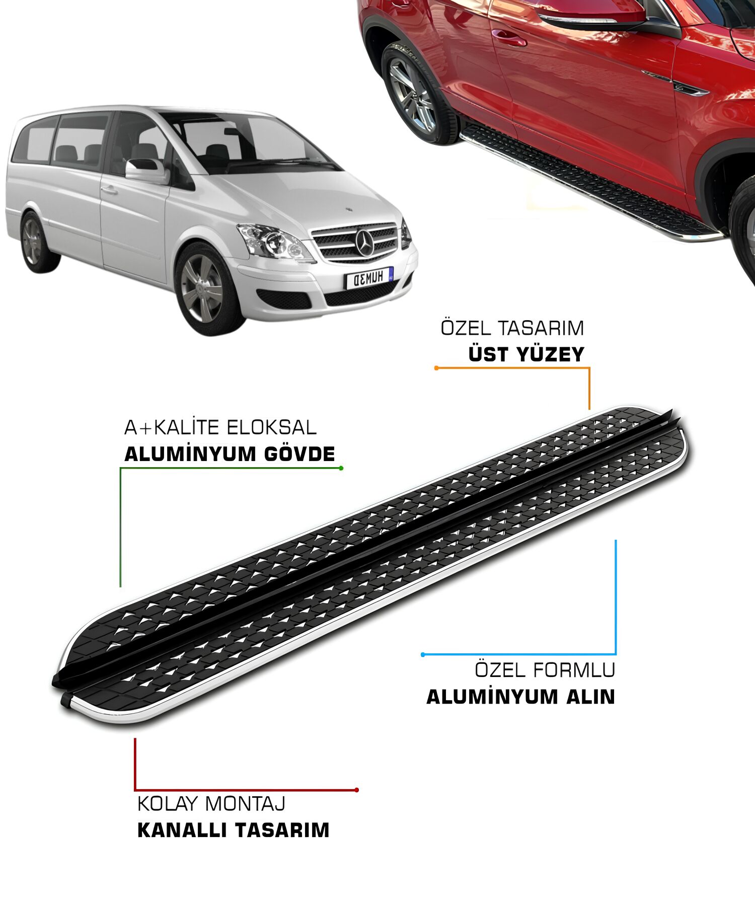 MERCEDES VIONA UZUN ŞASE UYUMLU YAN BASAMAK 2004 2005 2006 2007 2008 2009 2010 2011 2012 2013 2014