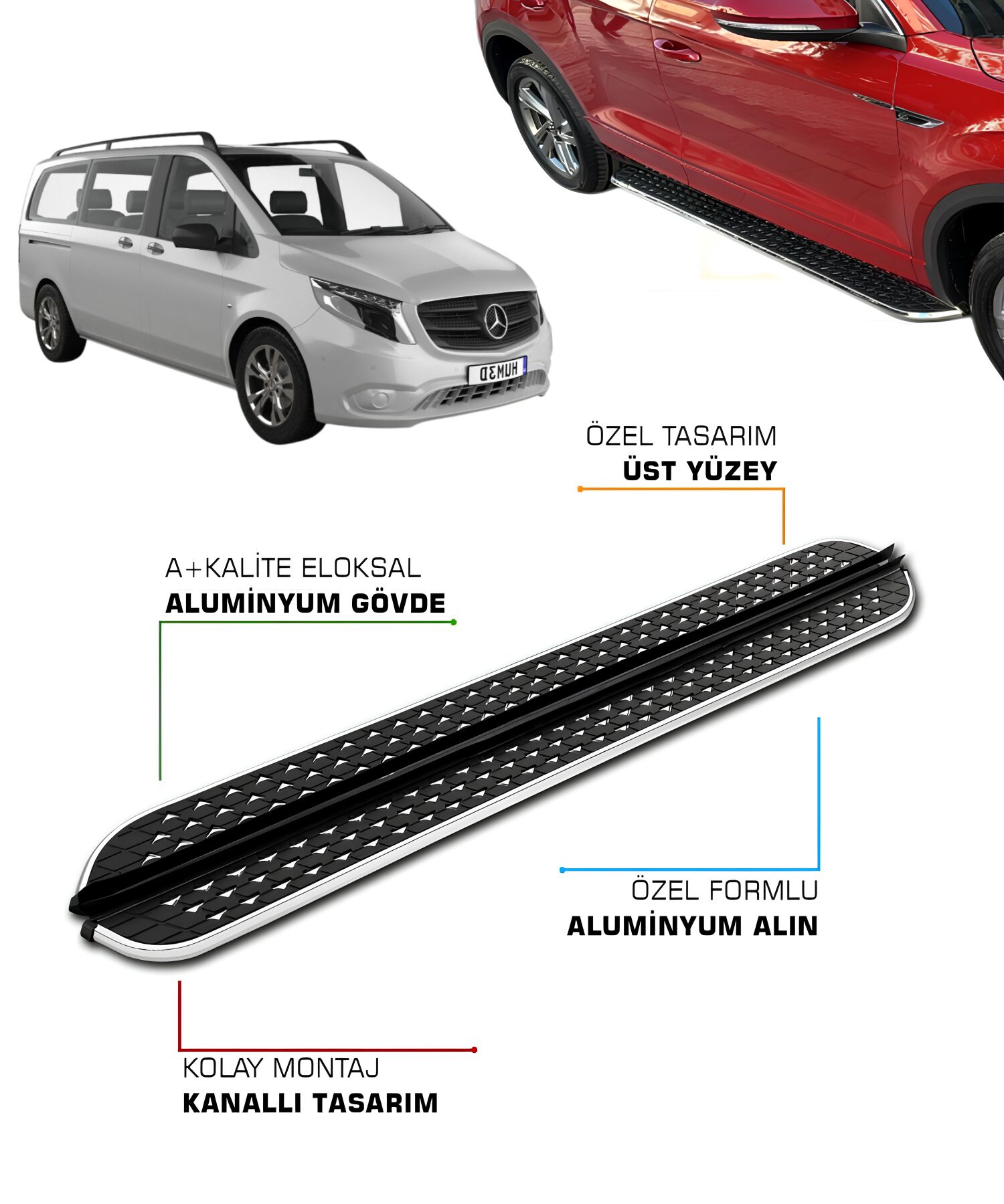 MERCEDES VİTO W447 UZUN ŞASE UYUMLU YAN BASAMAK 2016 2017 2018 2019 2020 2021 2022 2023 2024