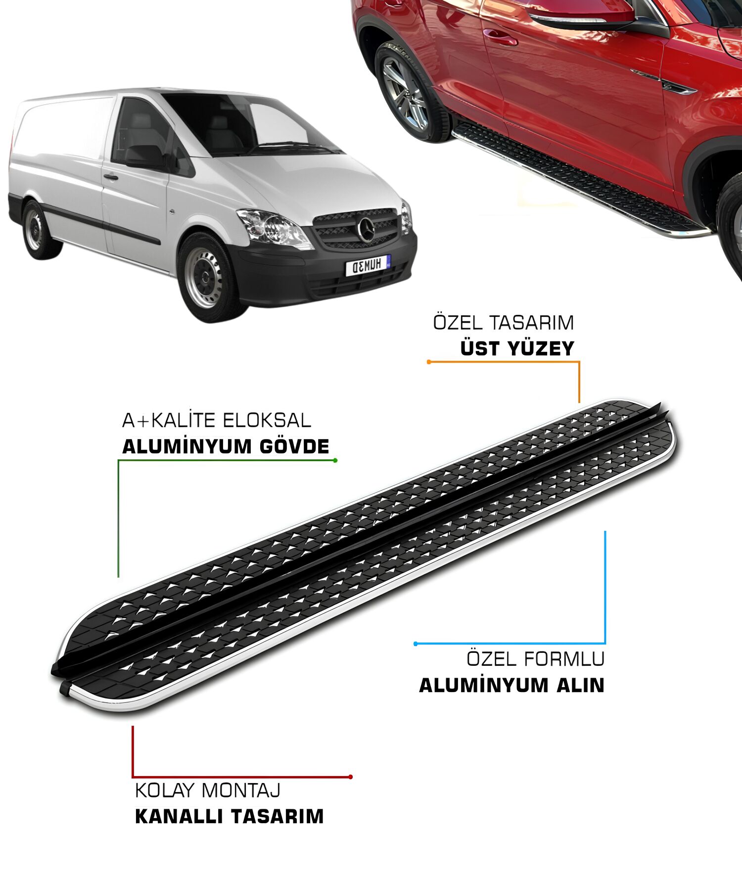 MERCEDES VITO W639 UZUN ŞASE UYUMLU YAN BASAMAK 2004 2005 2006 2007 2008 2009 2010 2011 2012 2013 2014