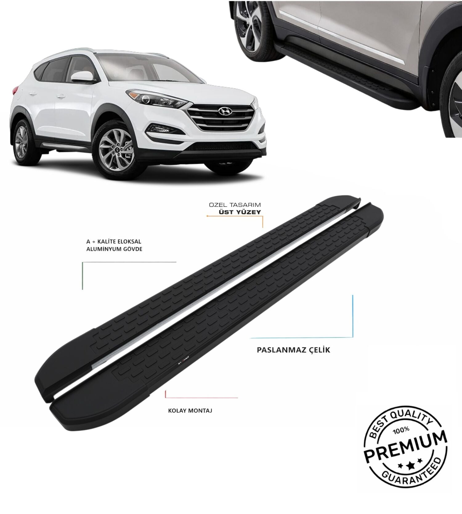 TUCSON 2015 2016 2017 2018 2019 2020 ARACA ÖZEL SİYAH YAN BASAMAK