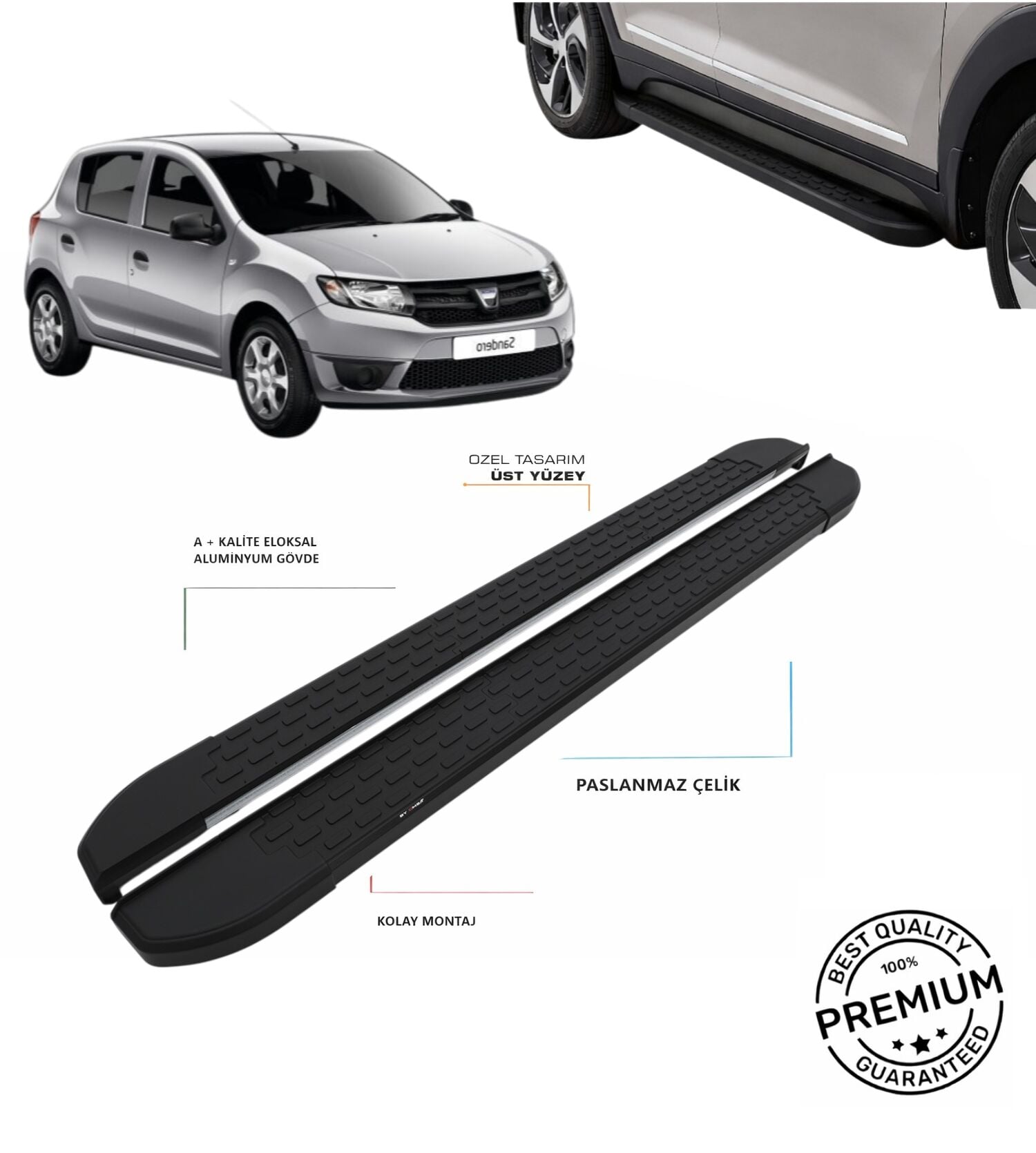 SANDERO 2 STEPWAY 2013 2014 2015 2016 2017 2018 2019 2020 ARACA ÖZEL SİYAH YAN BASAMAK