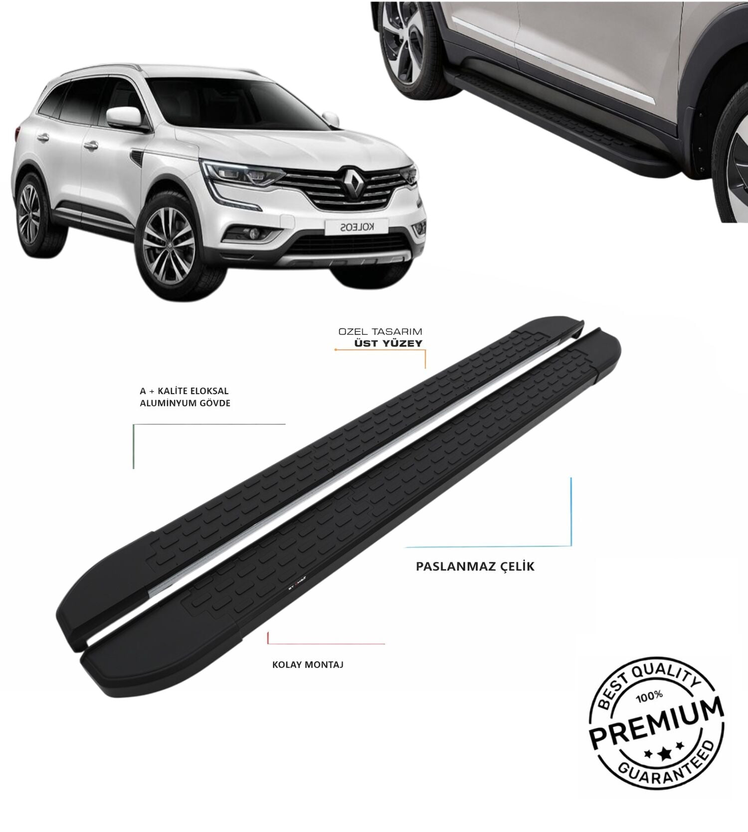 KOLEOS 2017 2018 2019 2020 2021 2022 2023 2024 2025 ARACA ÖZEL SİYAH YAN BASAMAKLIK