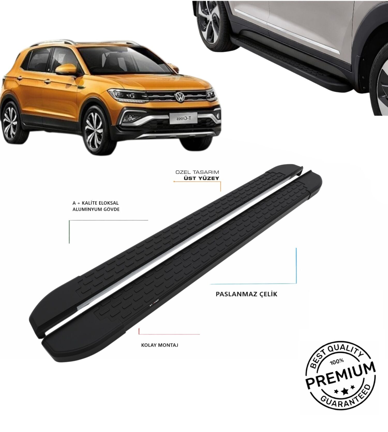 T-CROSS 2019 2020 2021 2022 2023 2024 2025 ARACA ÖZEL SİYAH YAN BASAMAK