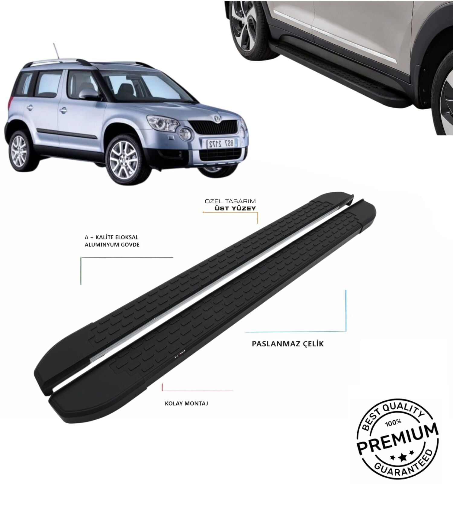 YETİ 2009 2010 2011 2012 2013 2014 2015 2016 ARACA ÖZEL SİYAH YAN BASAMAK