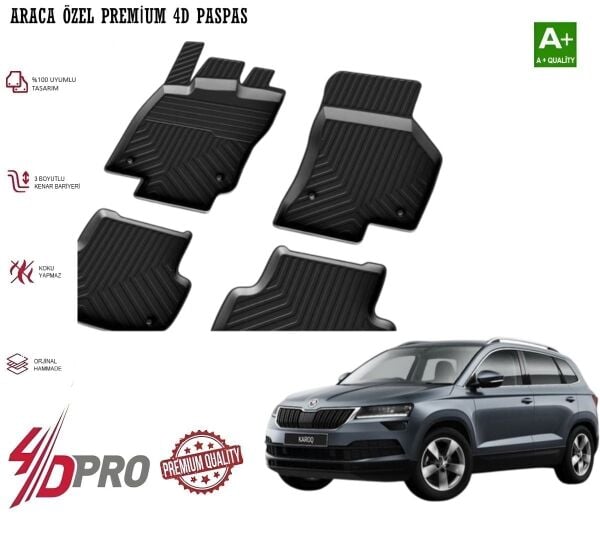 SOKDA KAROQ 4D Havuzlu Kauçuk Paspas 2018 2019 2020 2021 2022 2023 2024 2025 2026