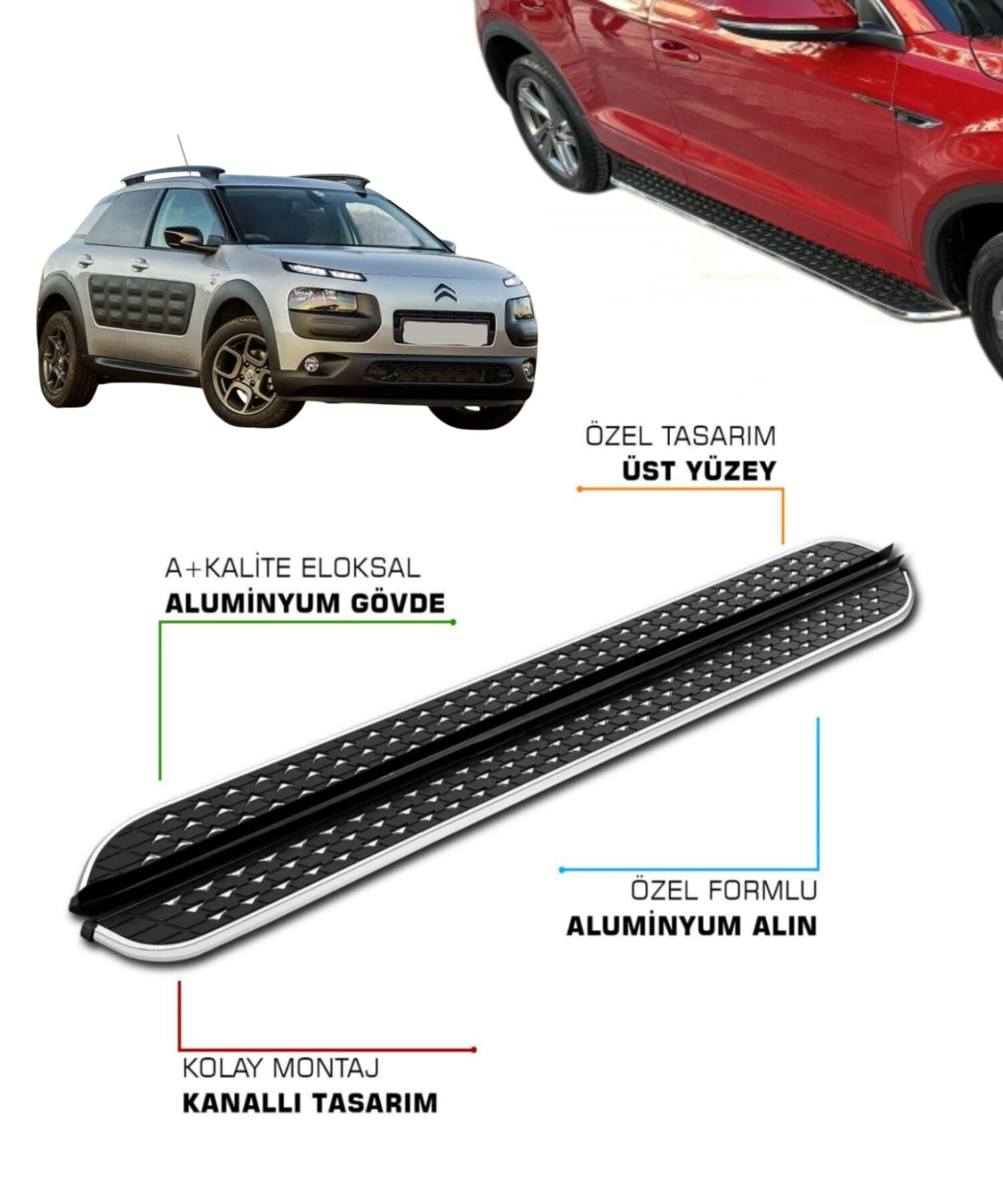 CITROEN C4 CACTUS UYUMLU 2014 2015 2016 2017 2018 2019 2020 2021 ARACA ÖZEL YAN BASAMAK