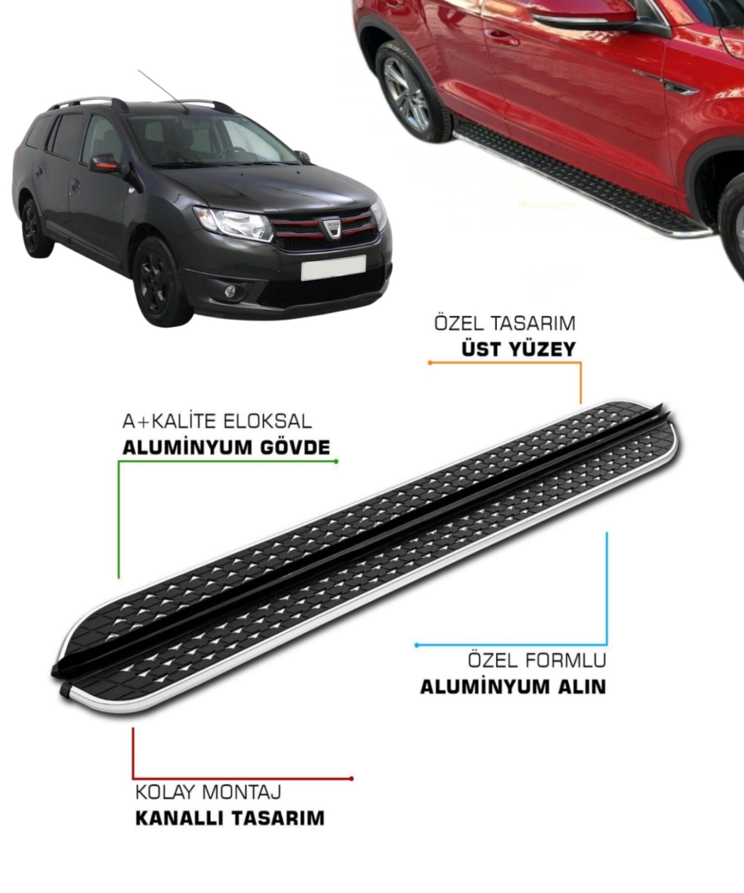 DACIA LOGAN 2 MCV UYUMLU 2014 2015 2016 2017 2018 2019 2020 ARACA ÖZEL YAN BASAMAK