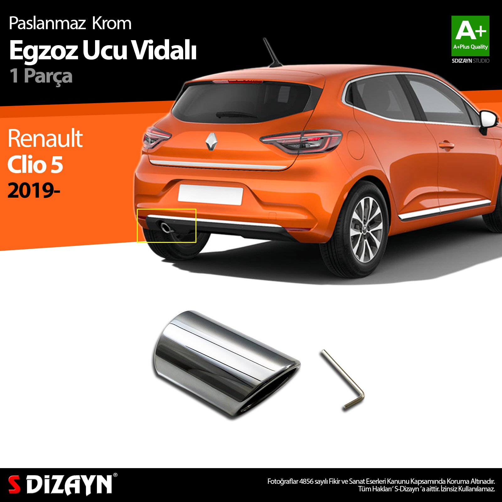 CLİO 5 EGZOZ UCU KROM VİDALI 2020 2021 2022 2023 2024