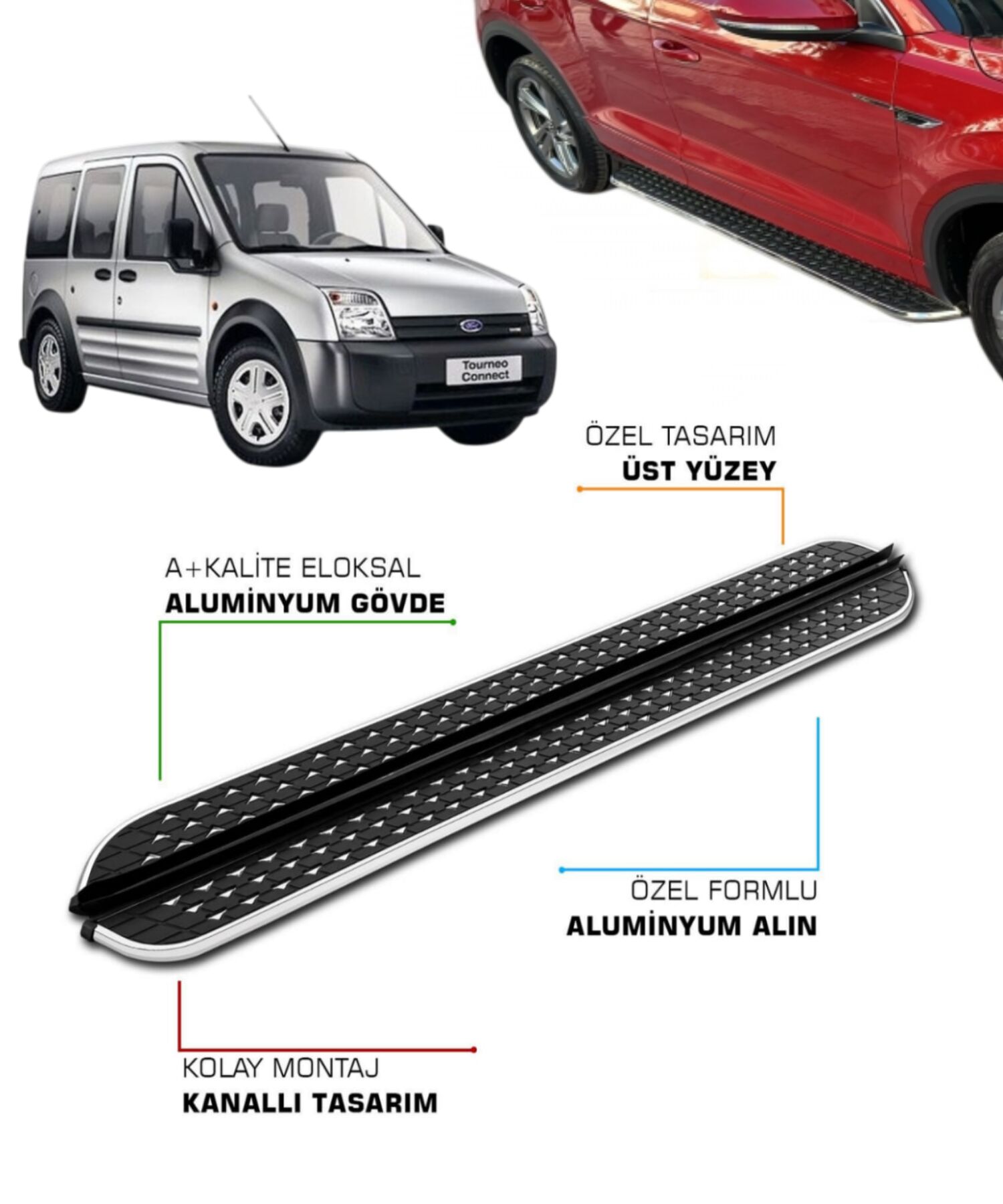 FORD CONNECT KISA ŞASE UYUMLU 2002 2003 2004 2005 2006 2007 2008 2009 2010 2011 2012 2013 ARACA ÖZEL YAN BASAMAK