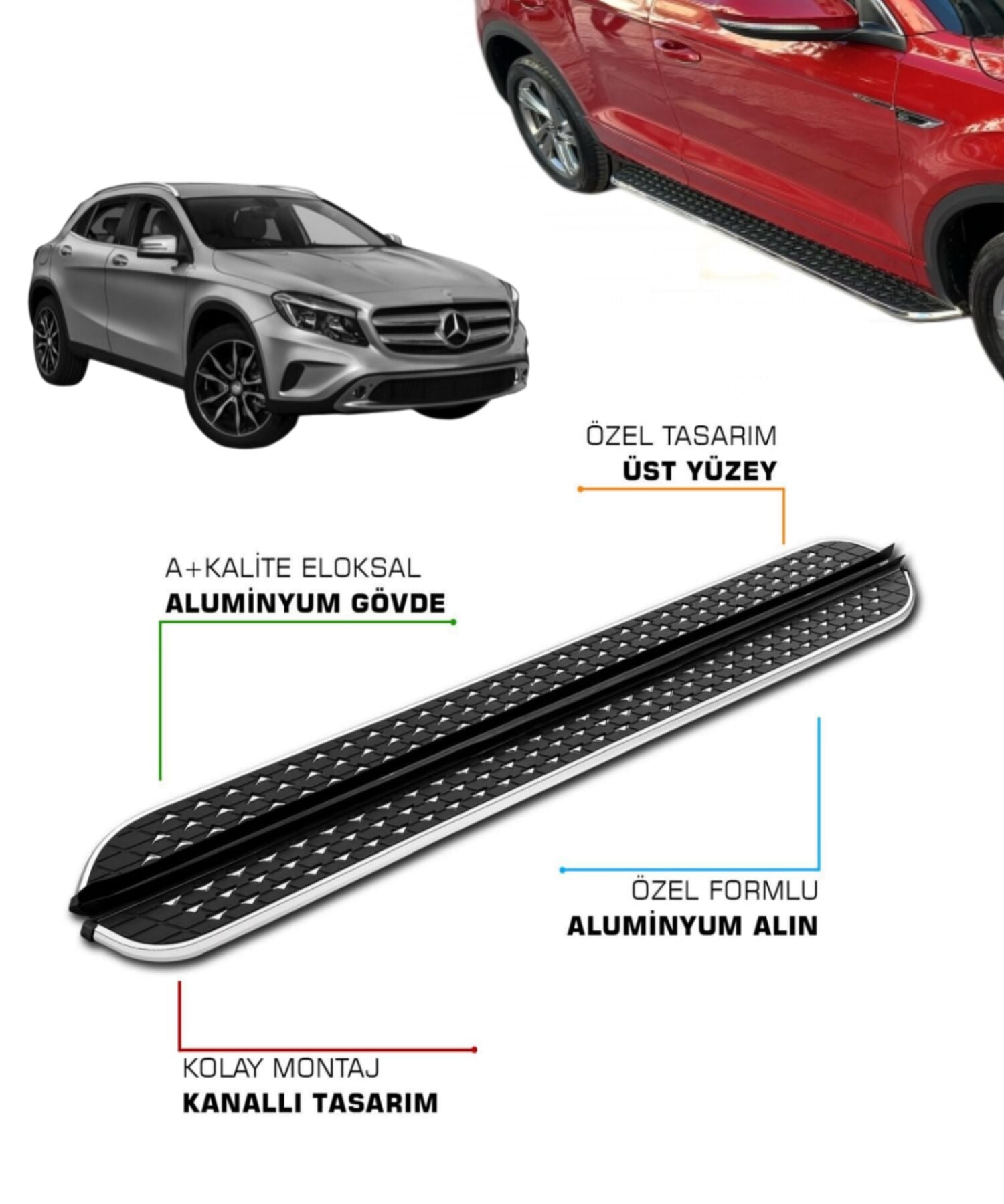 MERCEDES-BENZ GLA UYUMLU 2013 2014 2015 2016 2017 2018 2019 2020 2021 2022 2023 2024 2025 ARACA ÖZEL YAN BASAMAK