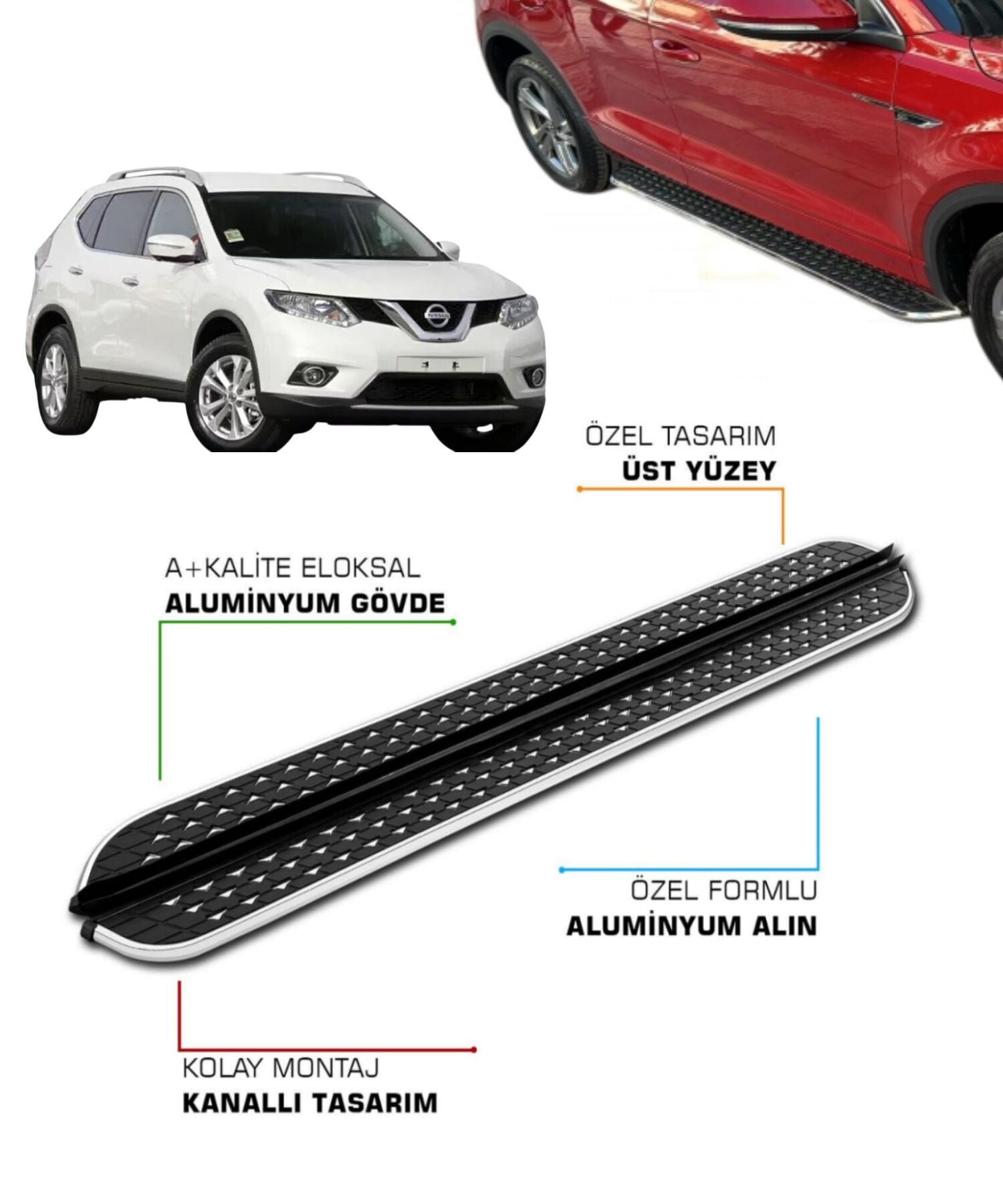 NISSAN X-TRAIL UYUMLU 2014 2015 2016 2017 2018 2019 2020 2021 2022 ARACA ÖZEL YAN BASAMAK