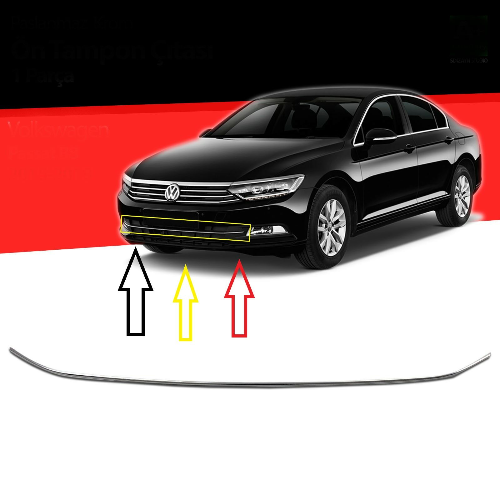 PASSAT B8 ÖN TAMPON ALT CITASI KROM 2015 2016 2017 2018 2019 1 Parça